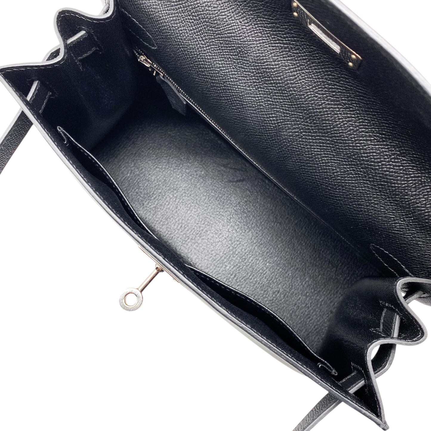 Hermes Kelly 28 Black Epsom Palladium Hardware
