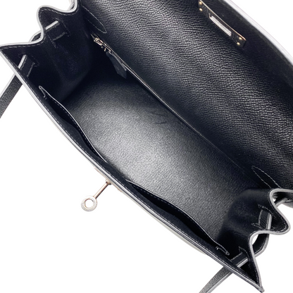 Hermes Kelly 28 Black Epsom Palladium Hardware