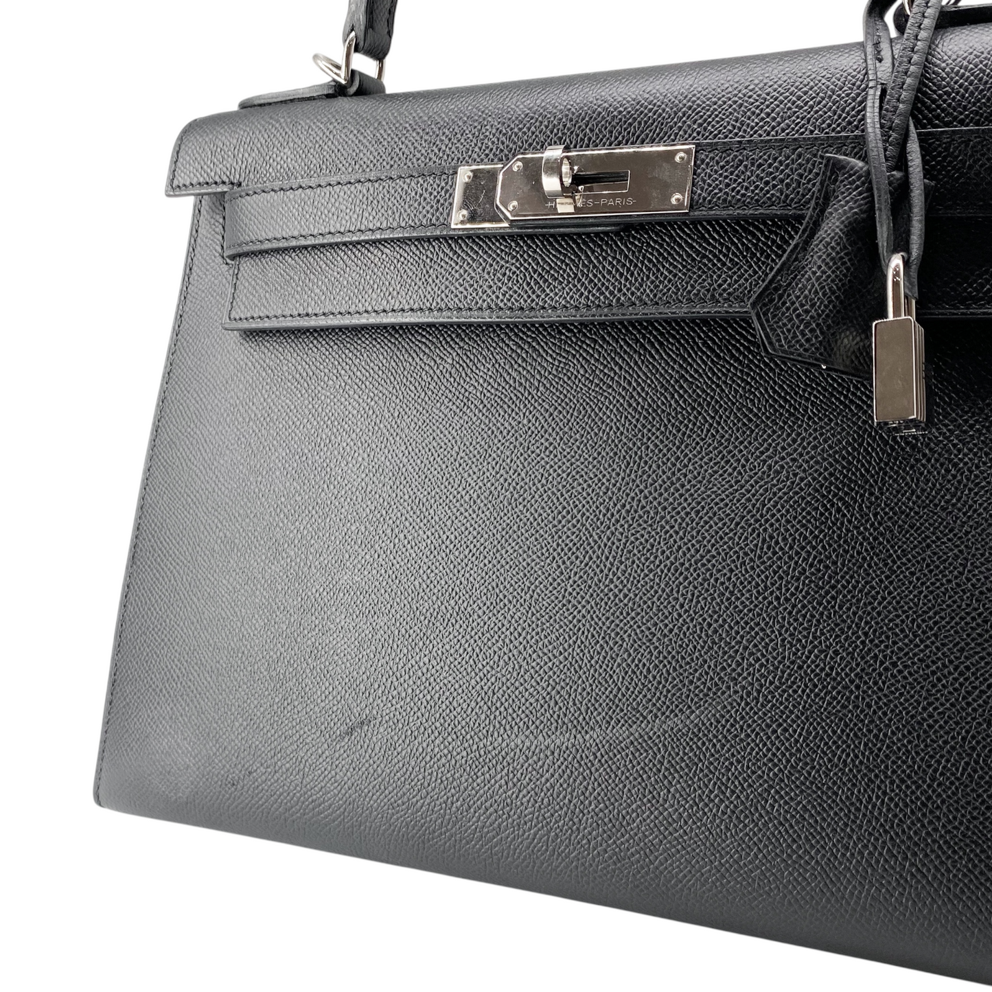 Hermes Kelly 28 Black Epsom Palladium Hardware