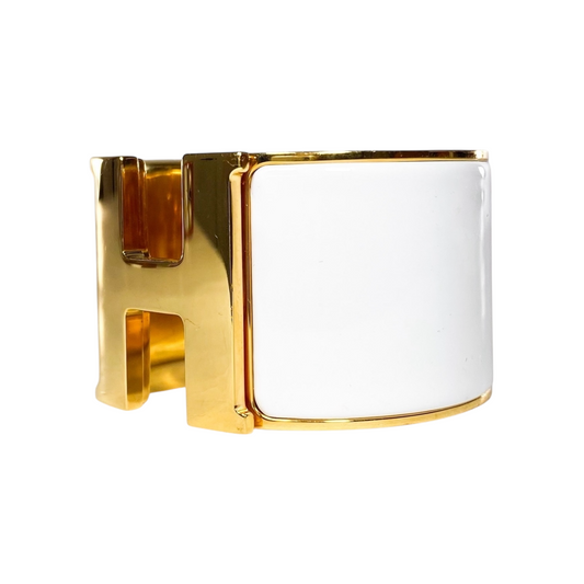 Hermes Blanc Extra-Wide Clic Clac H Bracelet