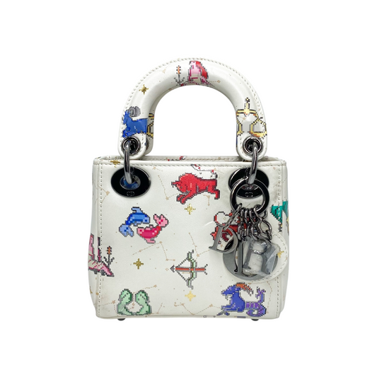 Dior White Zodiac Pixel Micro Lady Dior