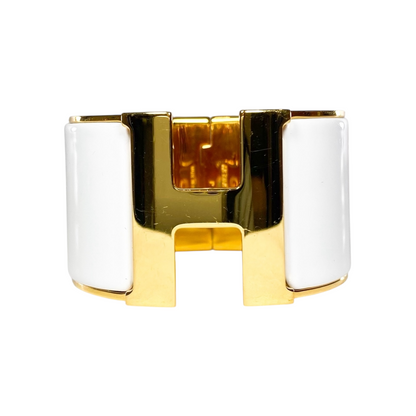 Hermes Blanc Extra-Wide Clic Clac H Bracelet