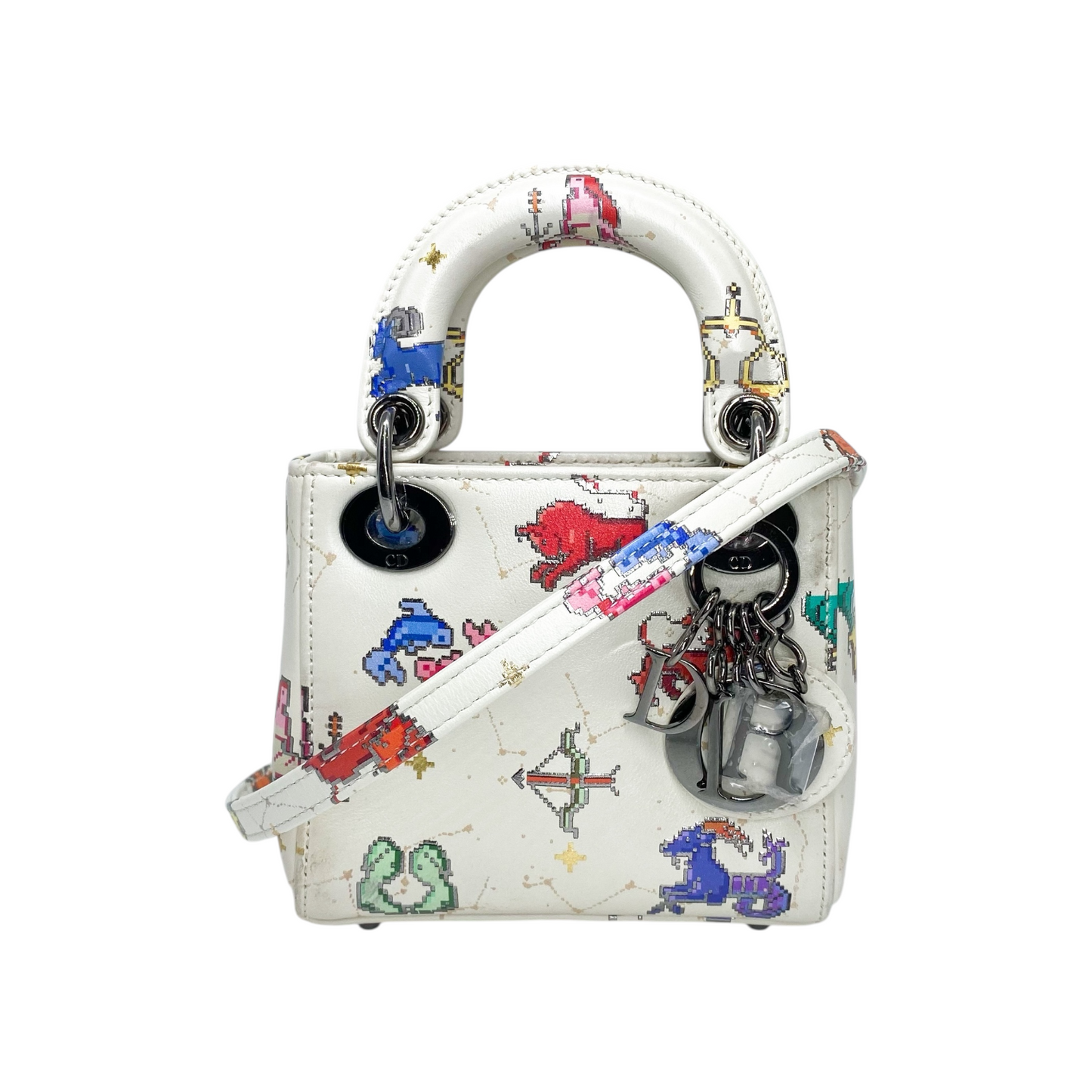 Dior White Zodiac Pixel Micro Lady Dior