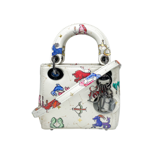 Dior White Zodiac Pixel Micro Lady Dior