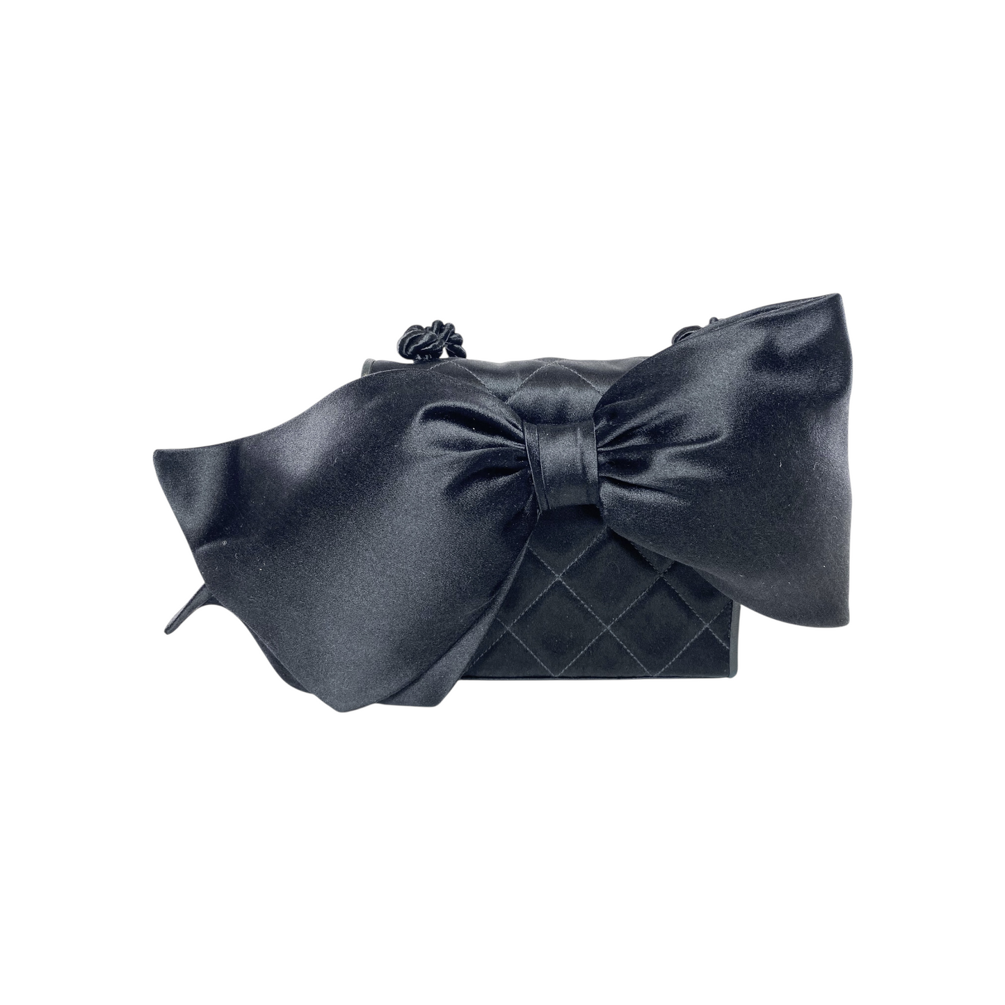 Chanel Black Satin Vintage Bow Bag