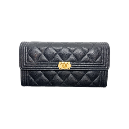 Chanel Black Boy Long Flap Wallet