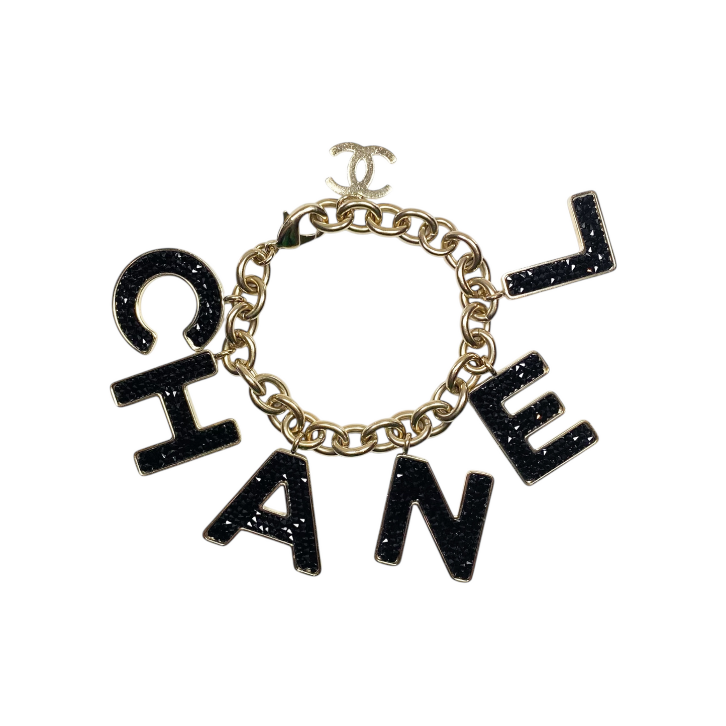 Chanel Black Gold Letters Charm Bracelet