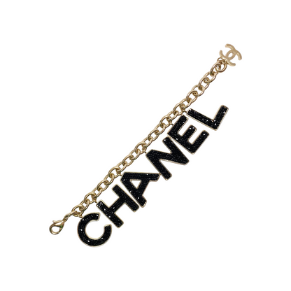 Chanel Black Gold Letters Charm Bracelet