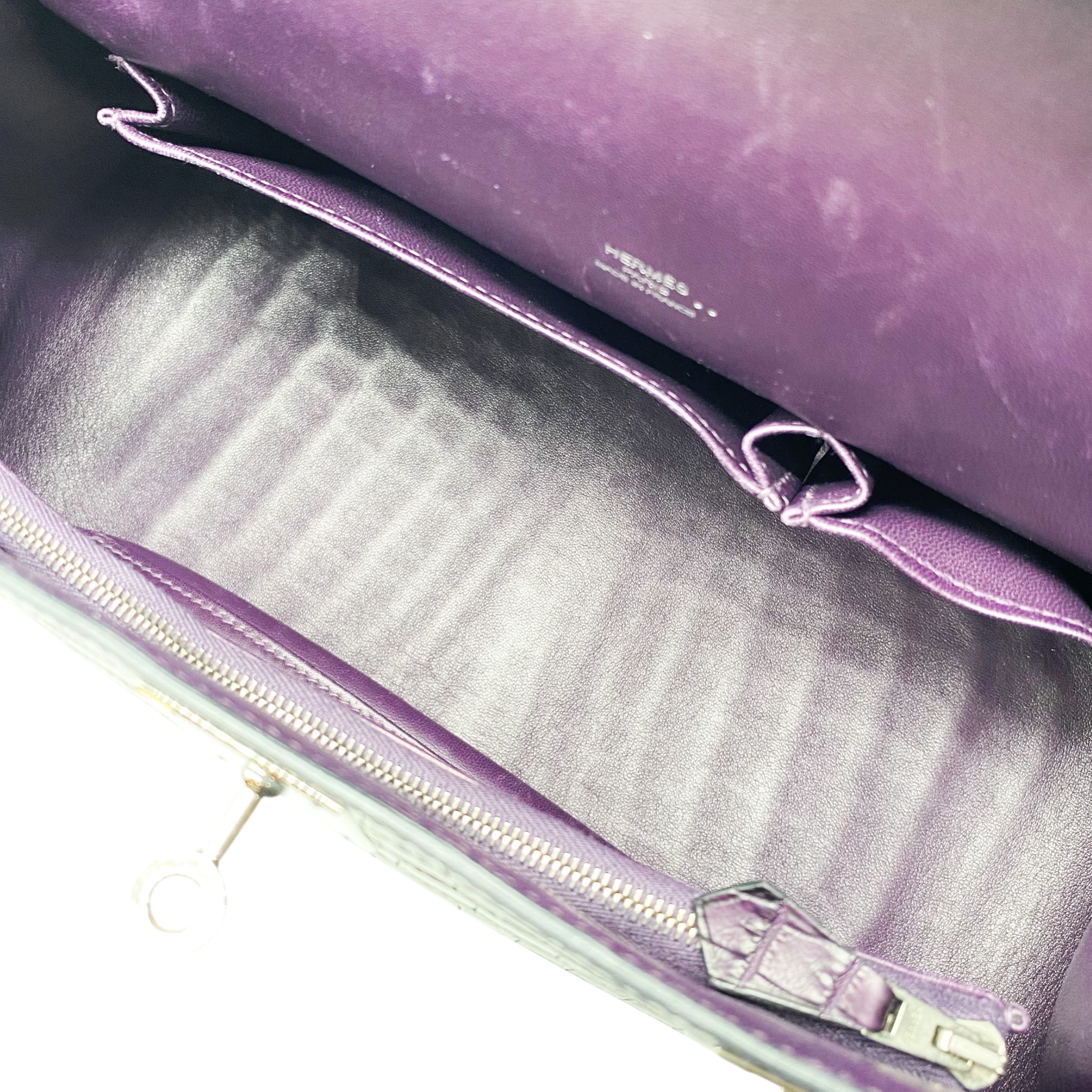 Hermes Jypsiere 28 Purple Niloticus Crocodile Palladium Hardware
