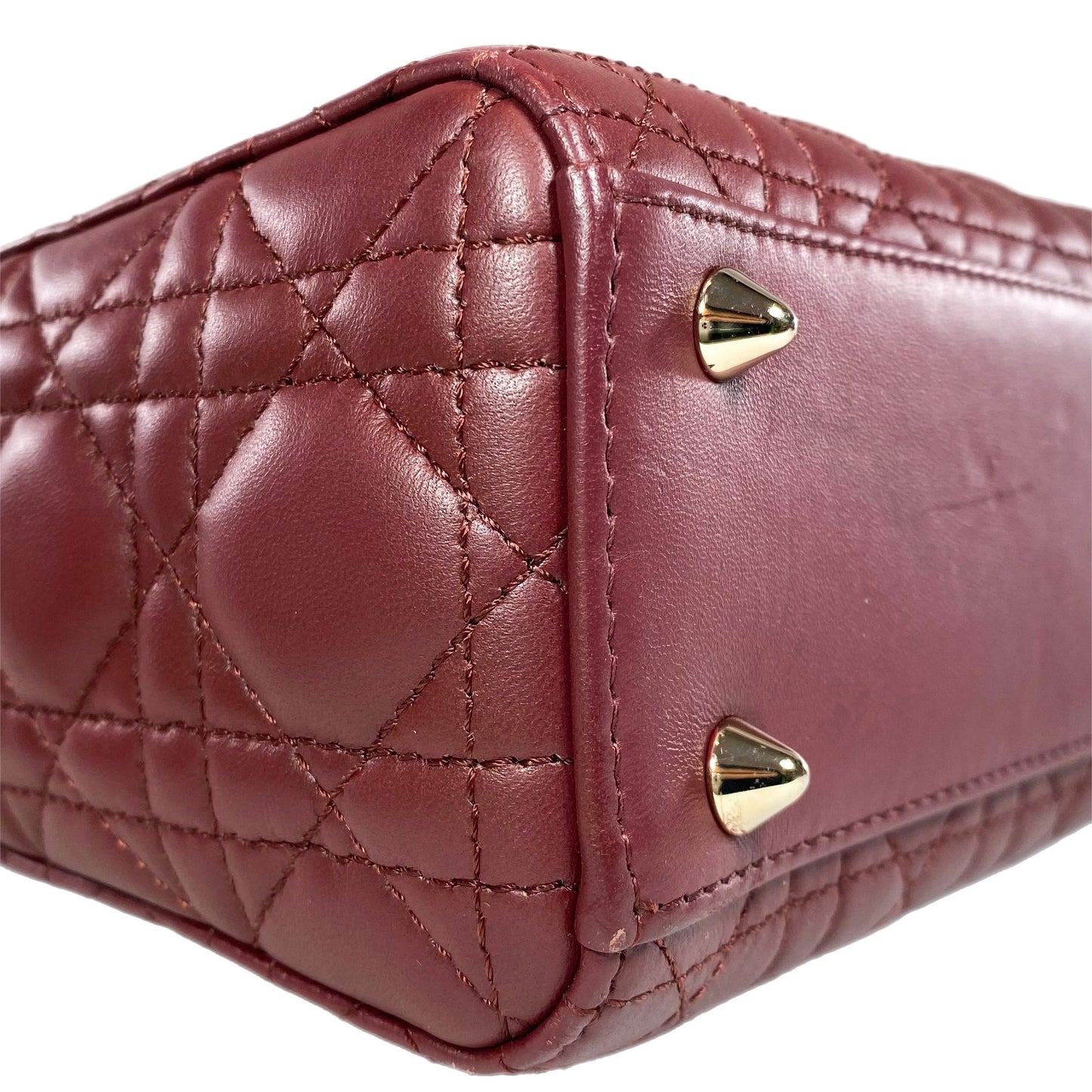 Dior Burgundy Small Lady Dior with Charm Strap GHW