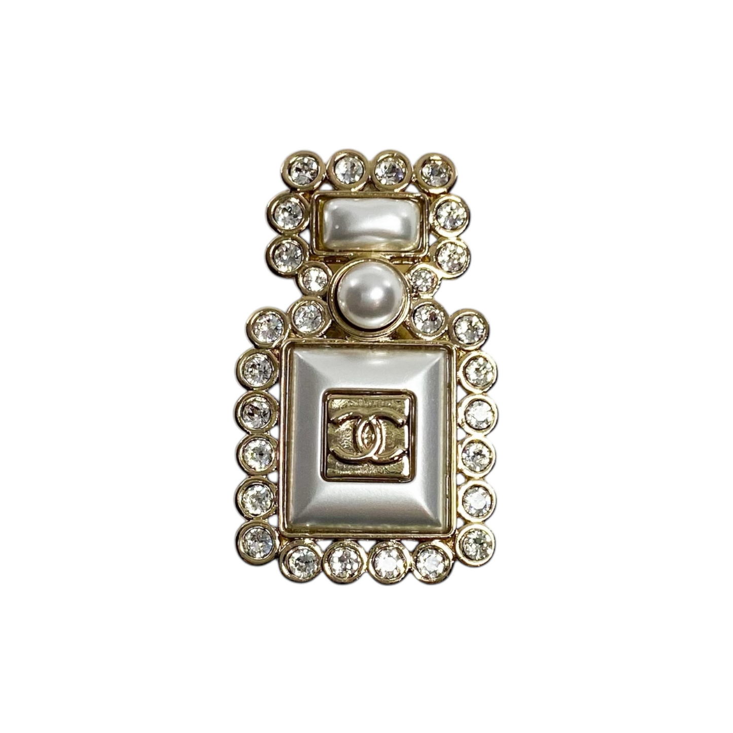 Chanel Pearl Crystal Perfume Bottle Brooch