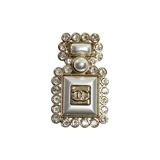 Chanel Pearl Crystal Perfume Bottle Brooch
