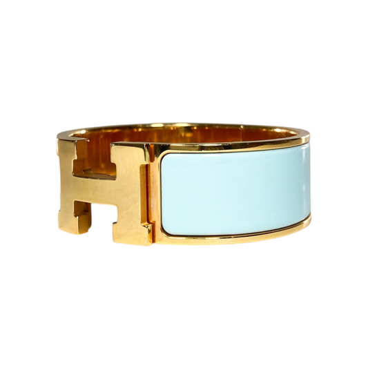 Hermes Light Blue Wide Clic Clac H Bracelet