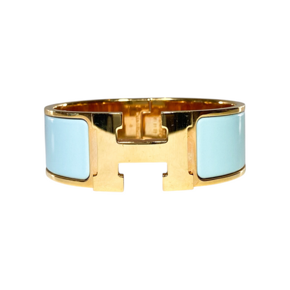 Hermes Light Blue Wide Clic Clac H Bracelet