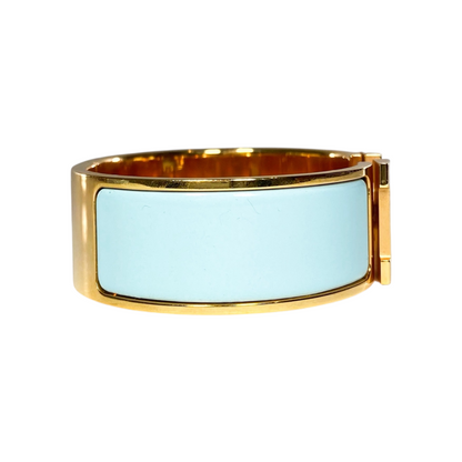 Hermes Light Blue Wide Clic Clac H Bracelet