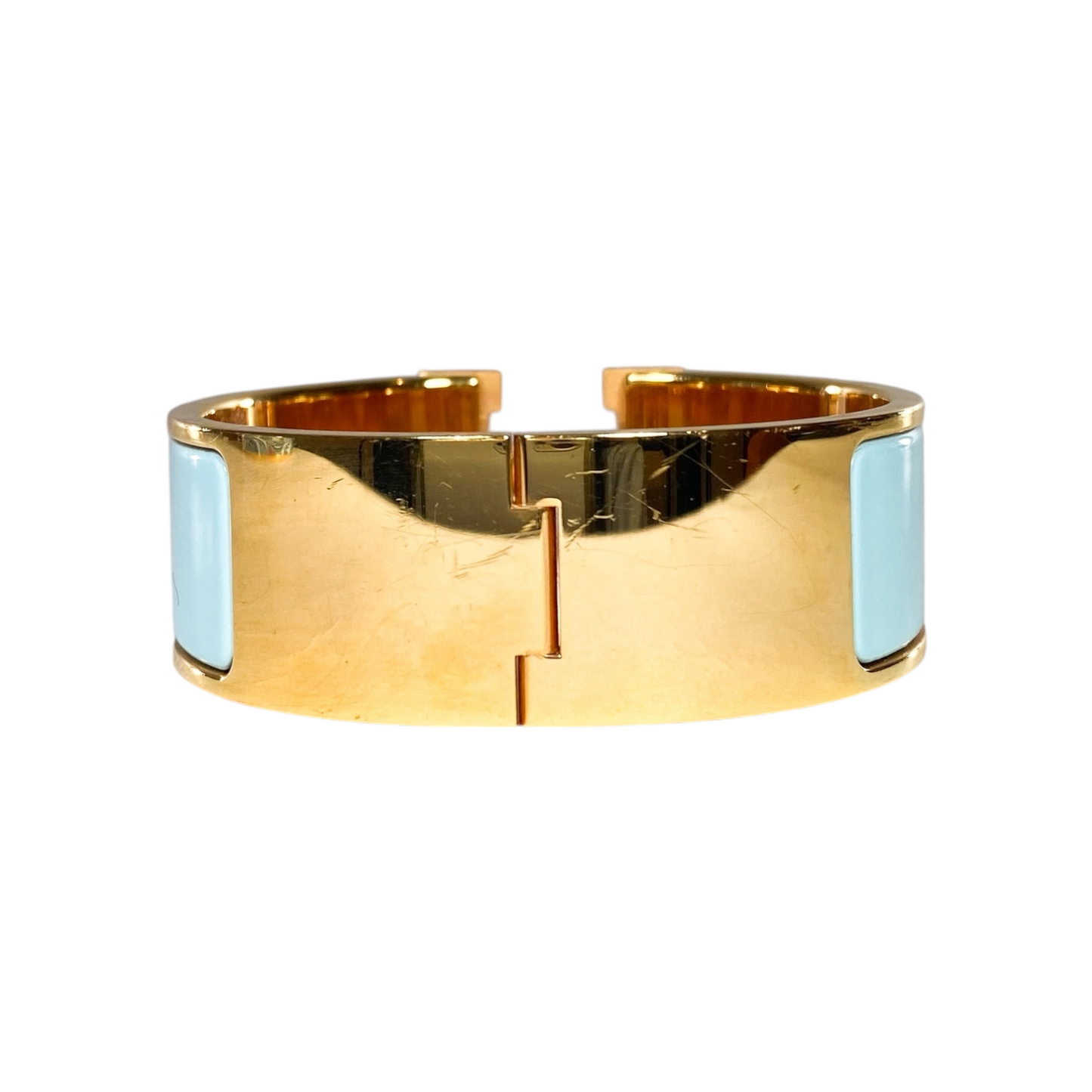 Hermes Light Blue Wide Clic Clac H Bracelet