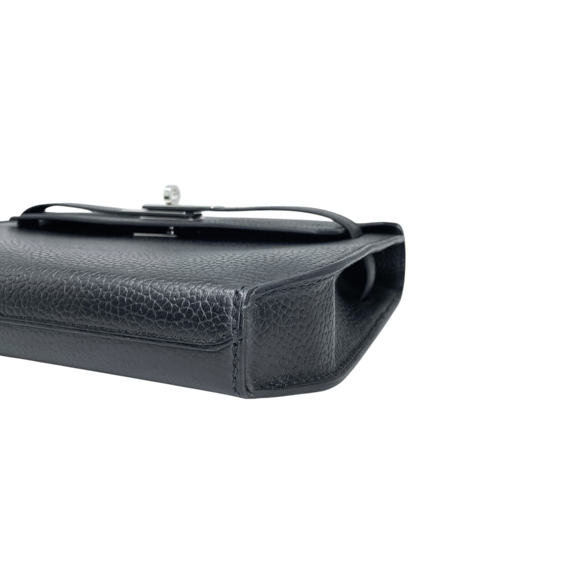 Hermes Kelly Depeches 25 Black Togo Palladium Hardware