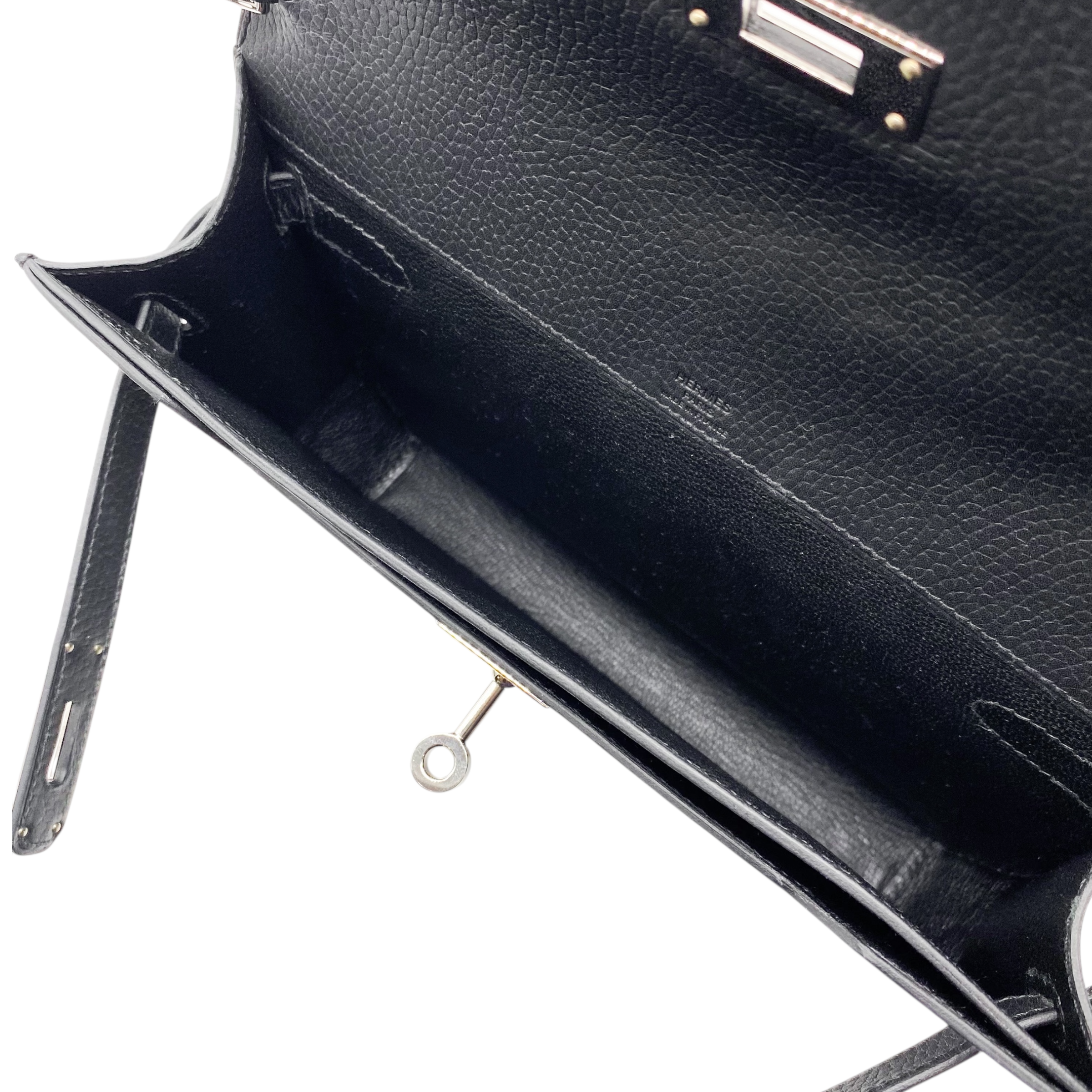 Hermes Kelly Depeches 25 Black Togo Palladium Hardware