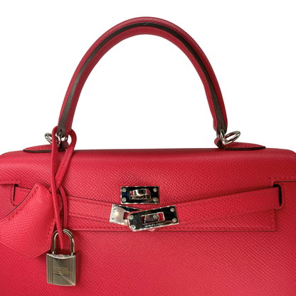 Hermes Kelly 25 Sellier Rose Mexico Epsom Palladium Hardware