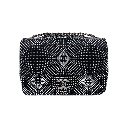 Chanel Black Crystal Denim Strass Flap Bag
