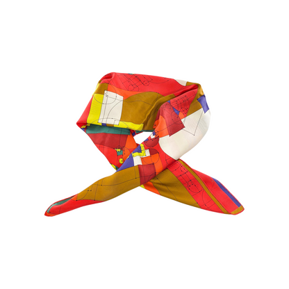 Hermes Red Multicolor Echec au Roi Scarf 90cm