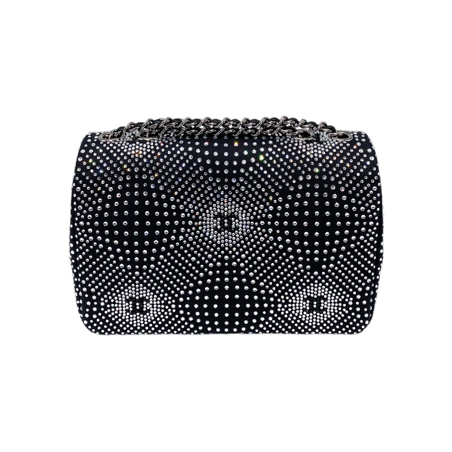Chanel Black Crystal Denim Strass Flap Bag