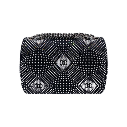 Chanel Black Crystal Denim Strass Flap Bag