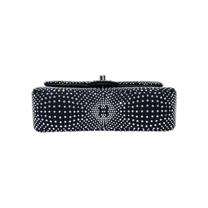 Chanel Black Crystal Denim Strass Flap Bag