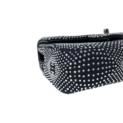 Chanel Black Crystal Denim Strass Flap Bag