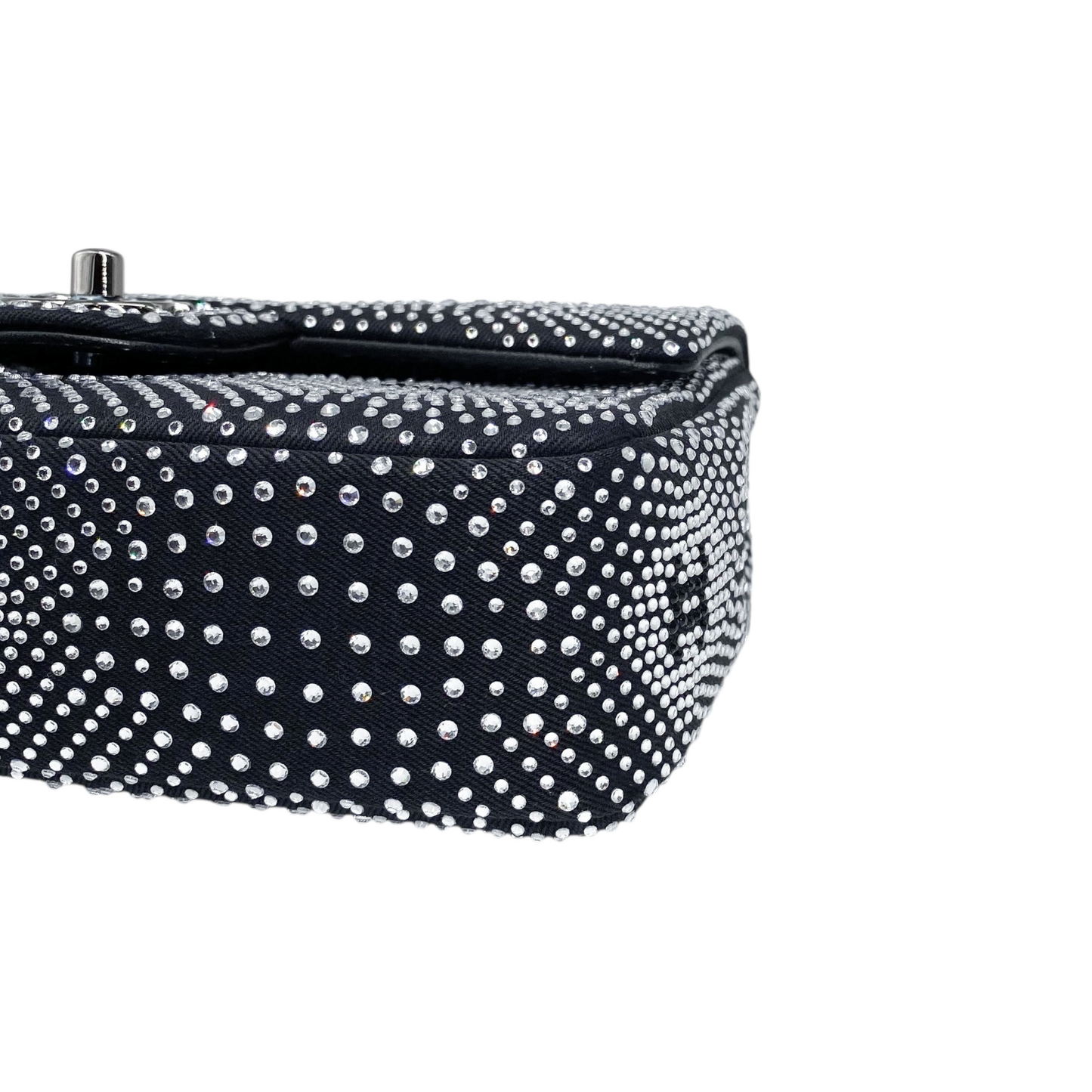 Chanel Black Crystal Denim Strass Flap Bag