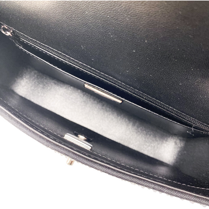 Chanel Black Crystal Denim Strass Flap Bag