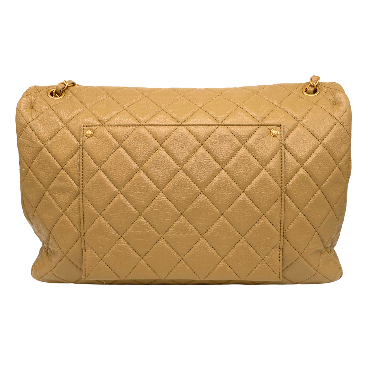 Chanel Dark Beige XXL Travel Flap Bag Coated Calfskin