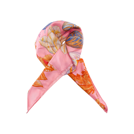 Hermes Rose Malabar Multicolor Tulipomanie Scarf 90cm