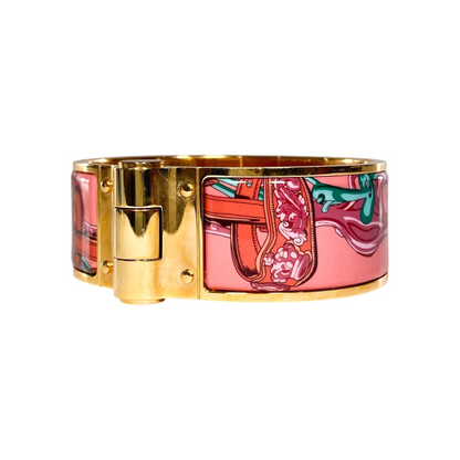 Hermes Rose Couture Charniere Brides de Gala Wide Hinge Bracelet
