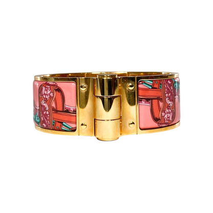 Hermes Rose Couture Charniere Brides de Gala Wide Hinge Bracelet