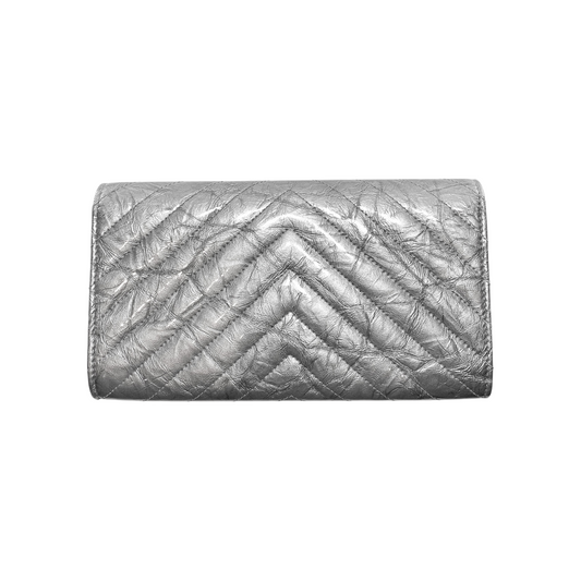 Chanel Silver Chevron Wallet