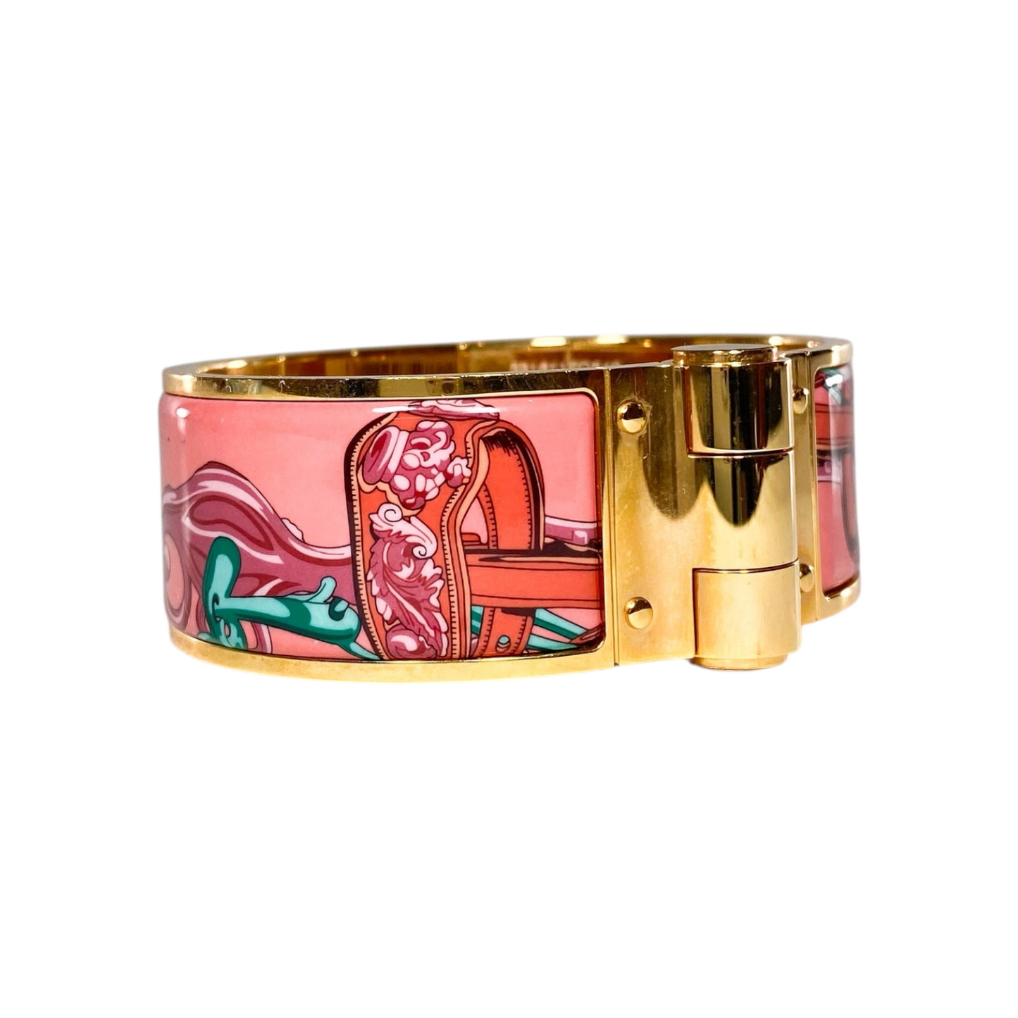 Hermes Rose Couture Charniere Brides de Gala Wide Hinge Bracelet