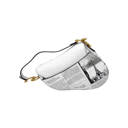 Dior White Newspaper Saddle Bag