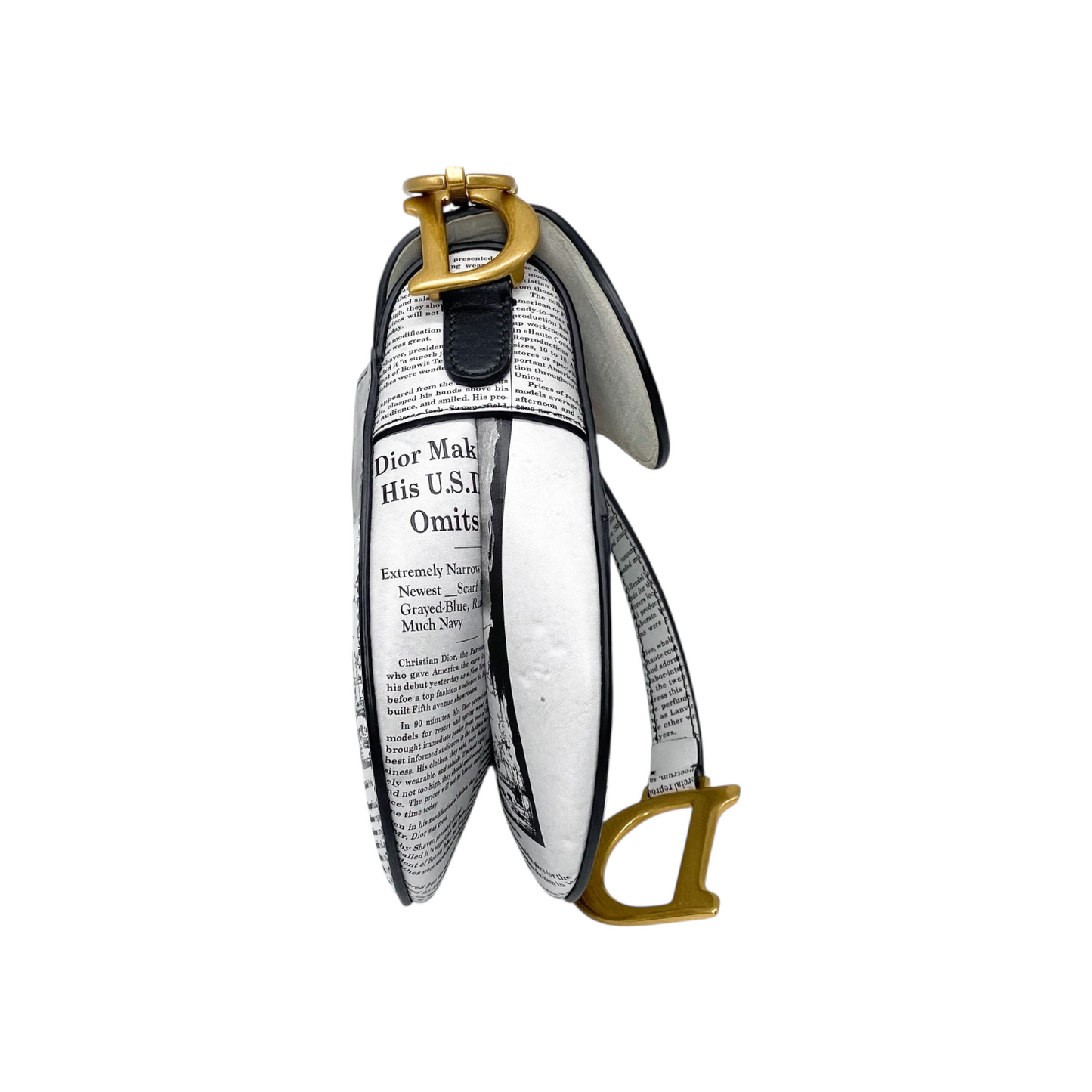 Dior White Newspaper Saddle Bag