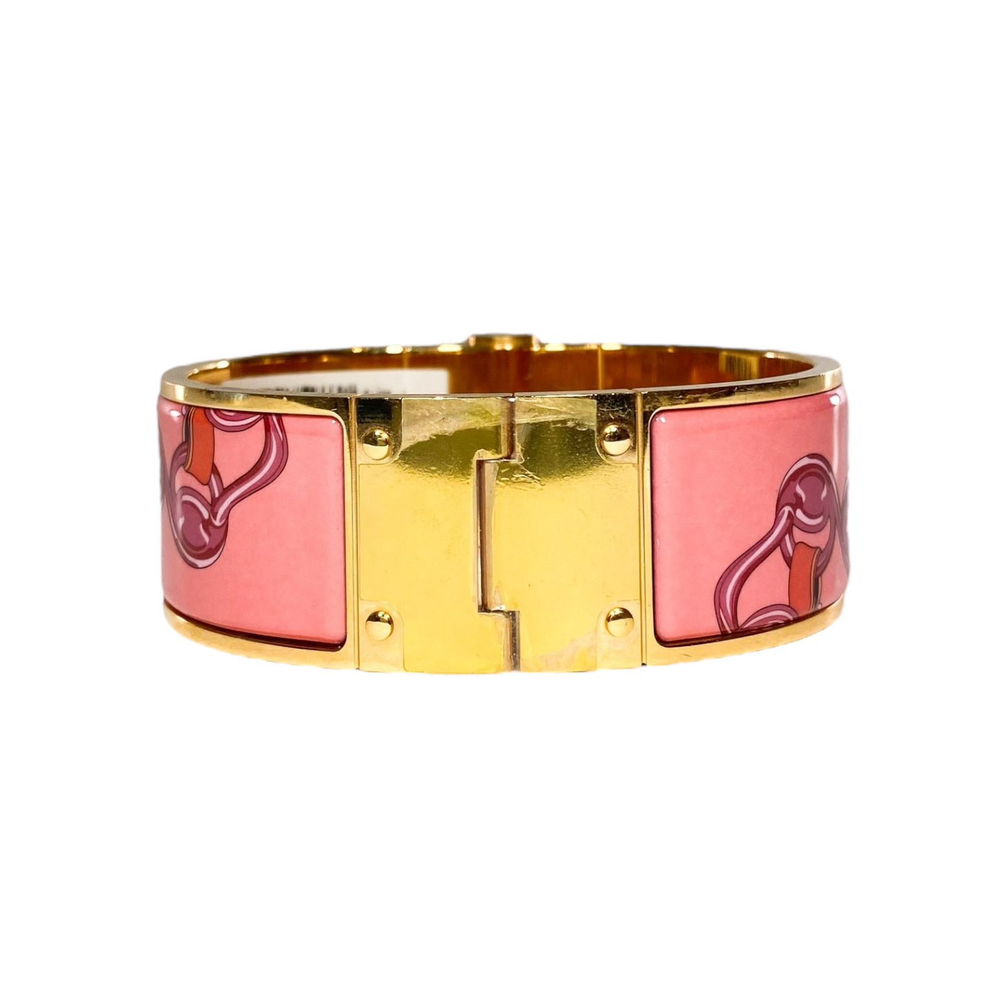 Hermes Rose Couture Charniere Brides de Gala Wide Hinge Bracelet