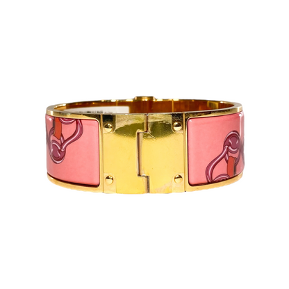 Hermes Rose Couture Charniere Brides de Gala Wide Hinge Bracelet