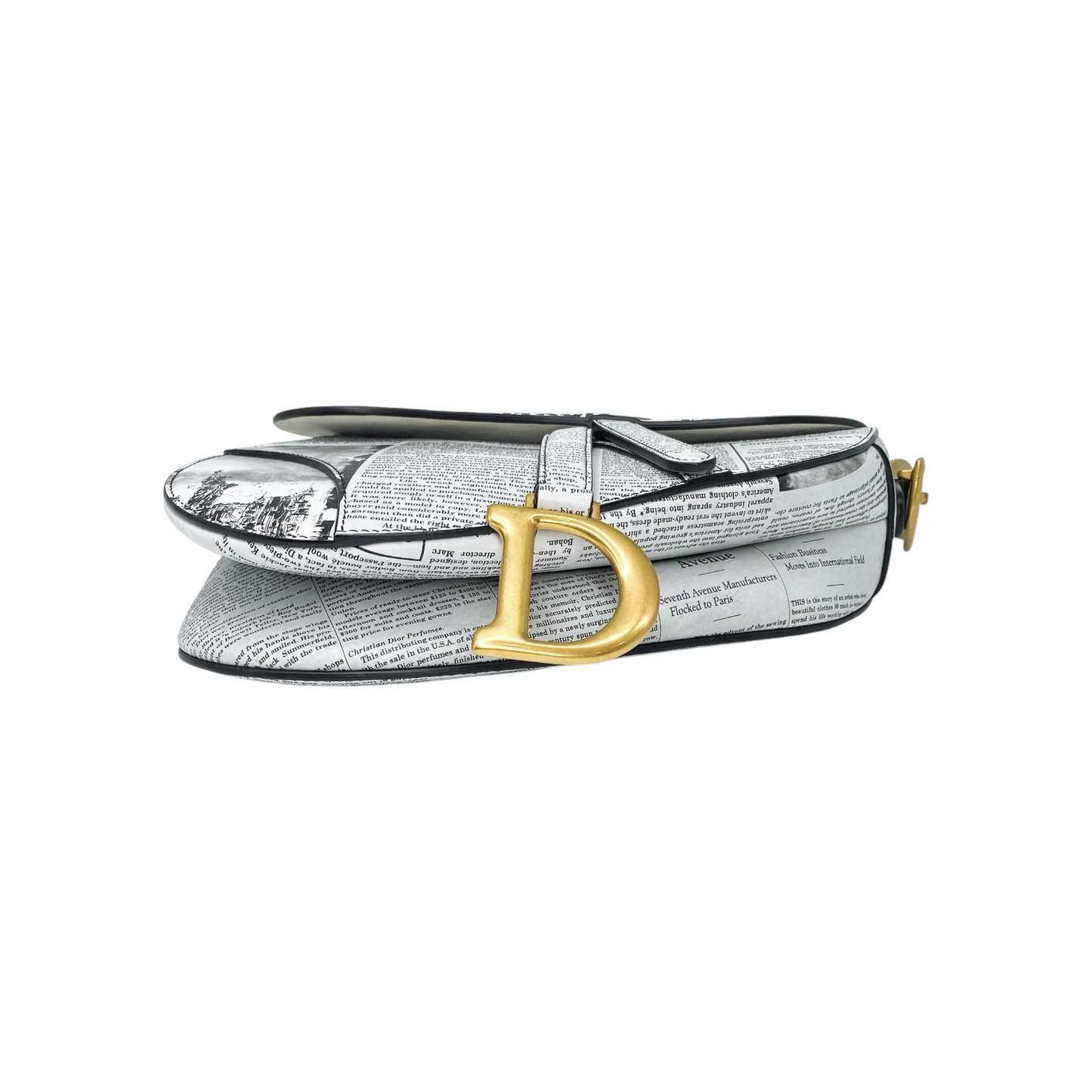 Dior White Newspaper Saddle Bag