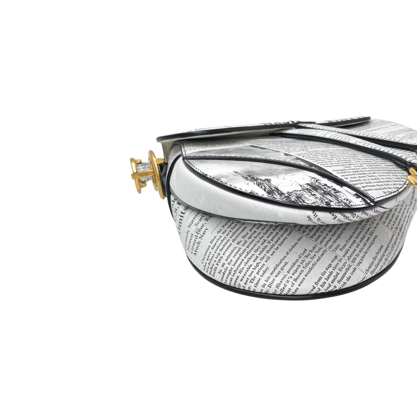 Dior White Newspaper Saddle Bag