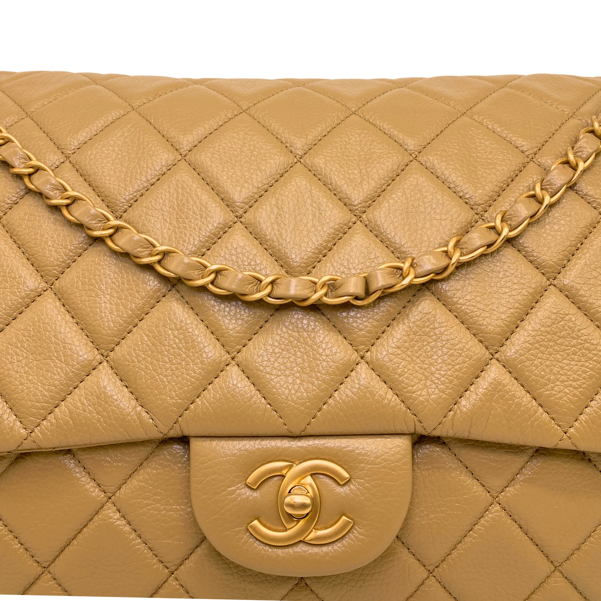 Chanel Dark Beige XXL Travel Flap Bag Coated Calfskin