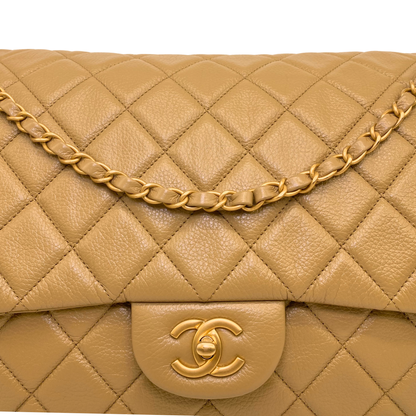 Chanel Dark Beige XXL Travel Flap Bag Coated Calfskin