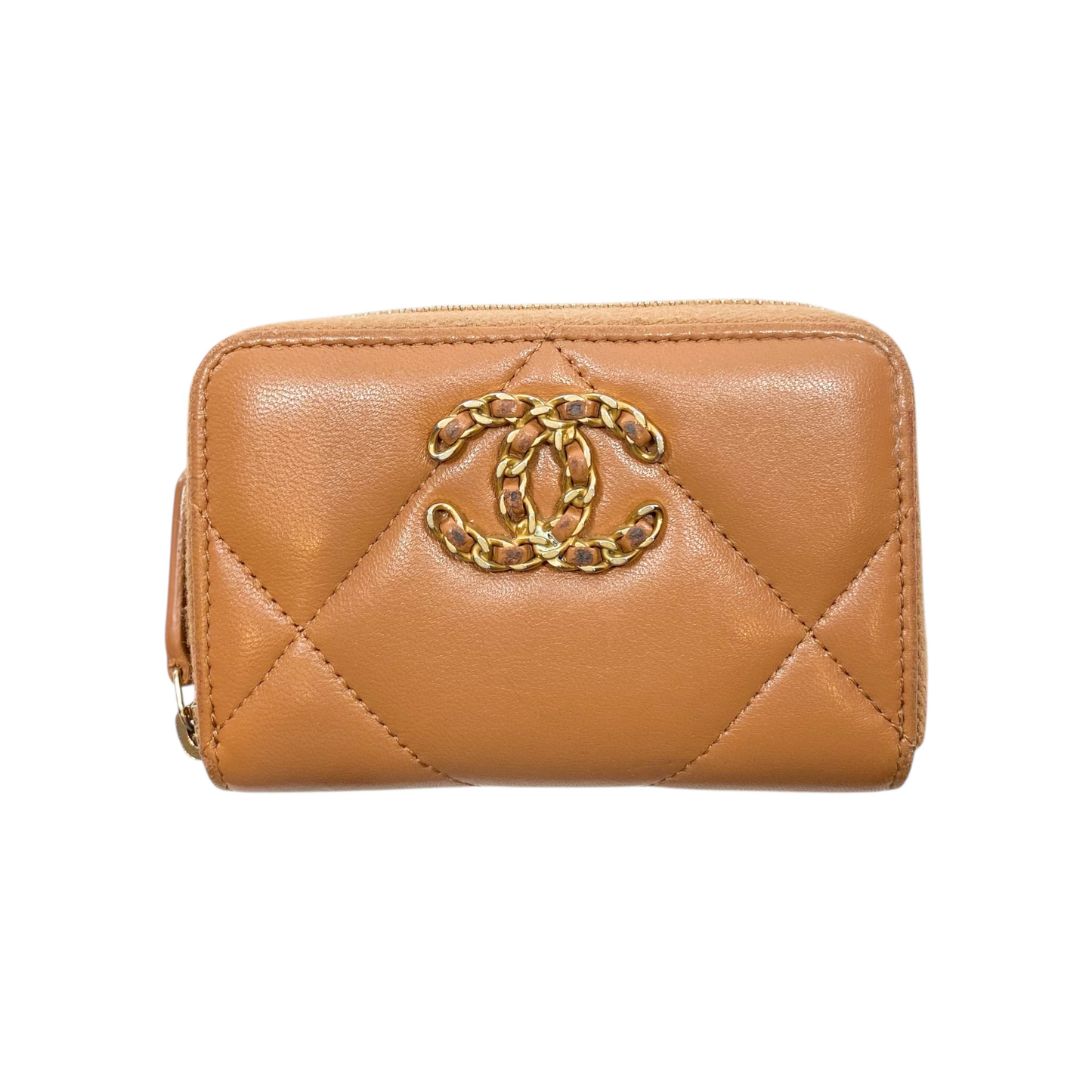 Chanel 19 Caramel Zip Around Card Holder