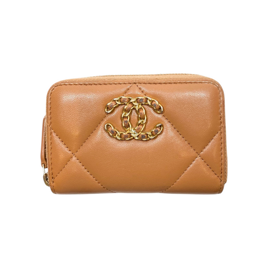 Chanel 19 Caramel Zip Around Card Holder