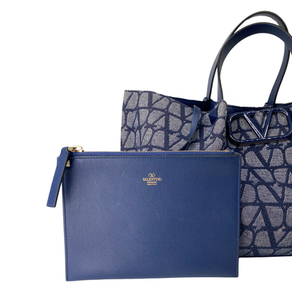 Valentino Denim VLogo Tote w Pouch