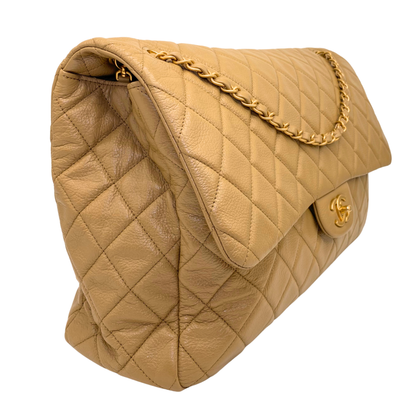 Chanel Dark Beige XXL Travel Flap Bag Coated Calfskin