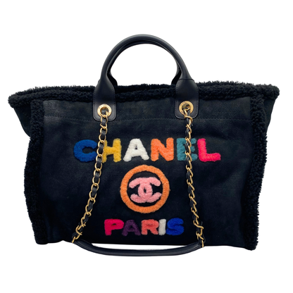 Chanel Shearling Suede Deauville Tote